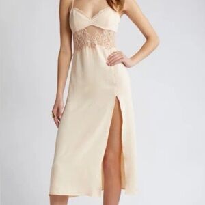 Open Edit- Lace Trim Slip Dress